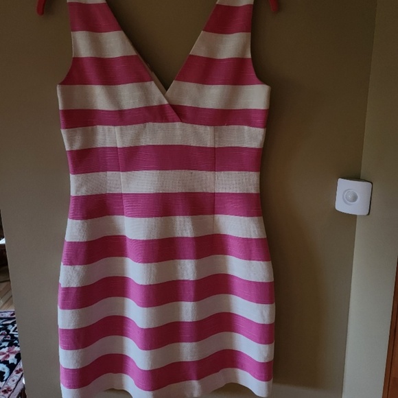 Kate Spade Silverlining Pink & White Striped & Bow Dress Size 6 - Picture 2 of 5